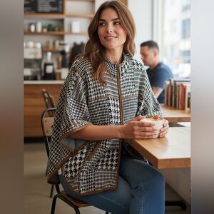 Stylish Black and White Houndstooth Women's Top